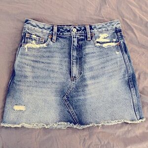 Abercrombie and Fitch 100% cotton high waisted distressed jean skirt.